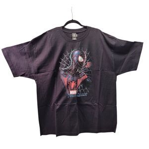 Marvel Big & Tall Classic Miles Spider Men's Short Sleeve Tee Shirt Black 2XL